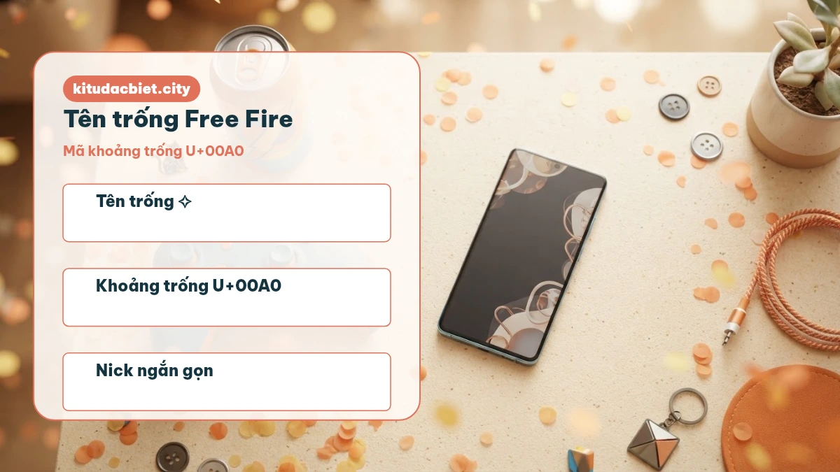 Tên trống Free Fire với mã khoảng trống U+00A0