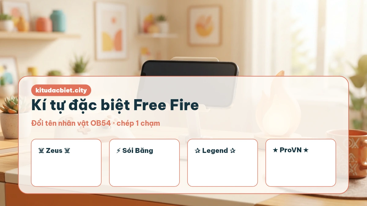 Kí tự đặc biệt Free Fire, đổi tên nhân vật OB54