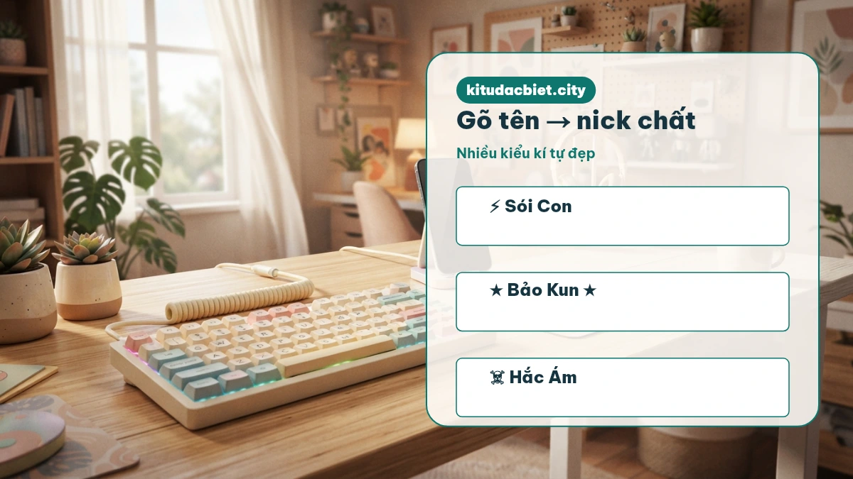 Gõ tên nhận nick game chất, nhiều kiểu kí tự