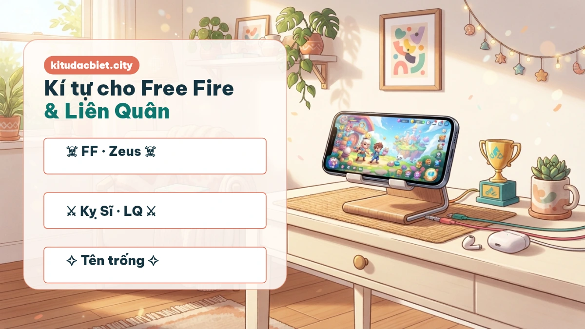 Kí tự đặc biệt và tên trống cho Free Fire, Liên Quân trên kitudacbiet