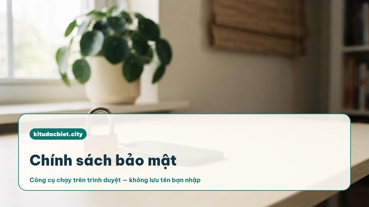 Chính sách bảo mật kitudacbiet.city — công cụ không lưu tên bạn nhập