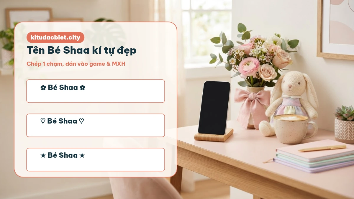 Tạo tên Bé Shaa bằng kí tự đặc biệt, dán vào game và mạng xã hội