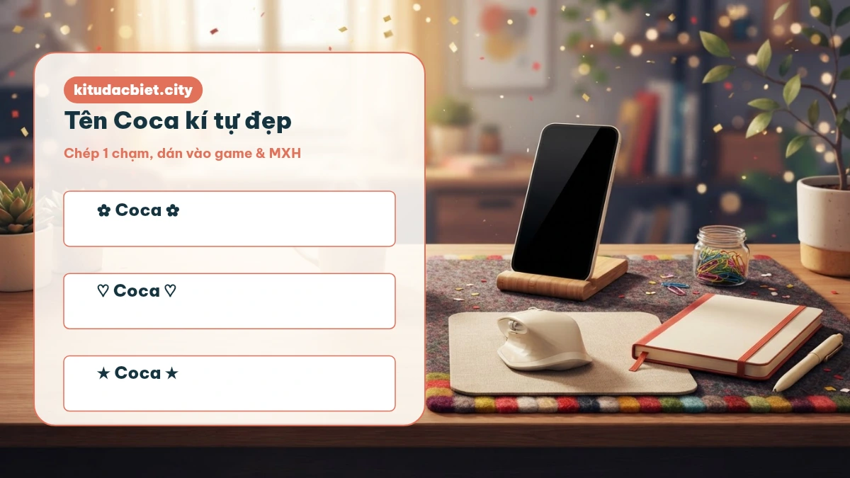 Tạo tên Coca bằng kí tự đặc biệt, dán vào game và mạng xã hội