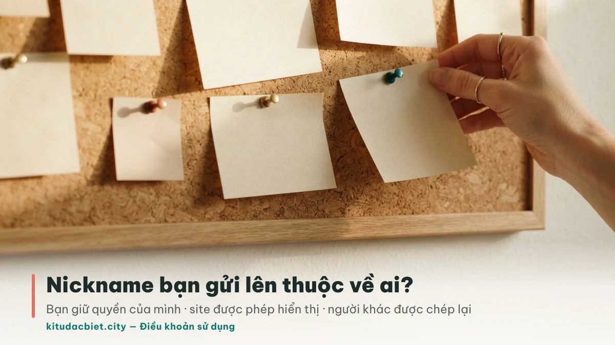 Nickname bạn gửi lên kitudacbiet.city thuộc về ai — quyền với nội dung người dùng đóng góp