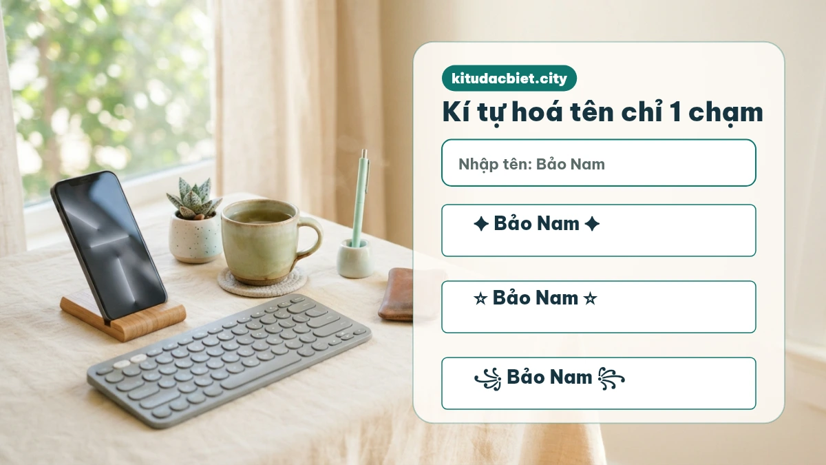Gõ tên nhận nhiều biến thể kí tự đặc biệt, copy 1 chạm trên kitudacbiet