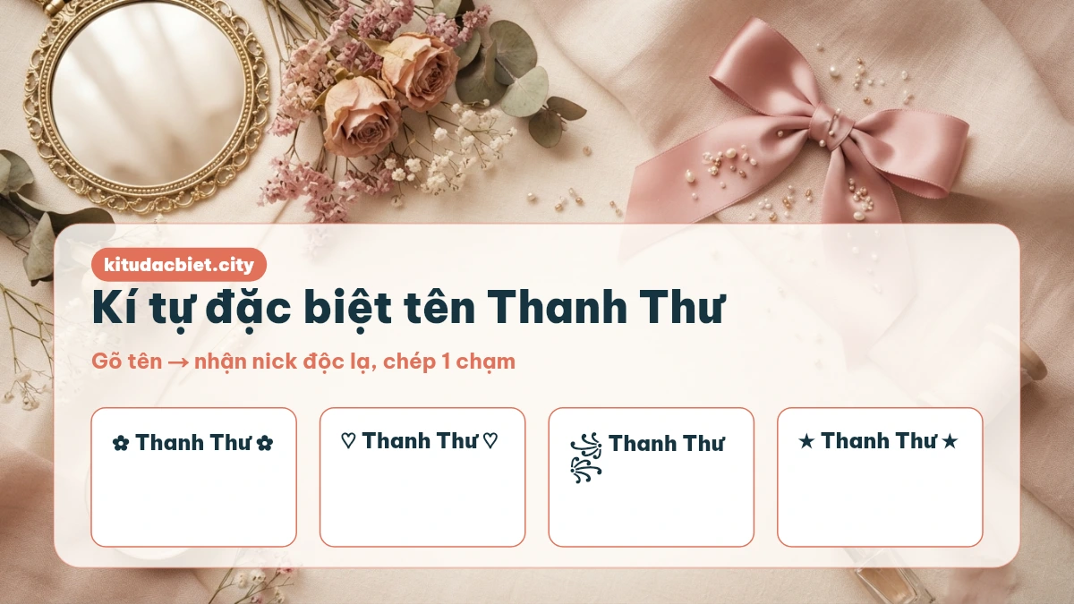 Kí tự đặc biệt tên Thanh Thư đẹp, chép 1 chạm trên kitudacbiet